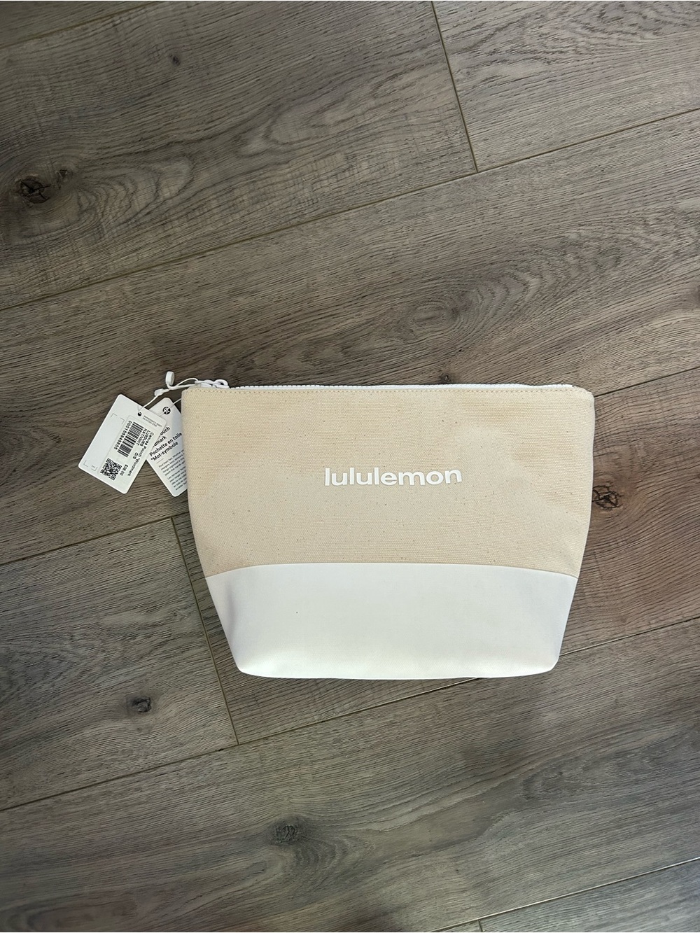lululemon athletica Beige and White Cosmetic Pouch